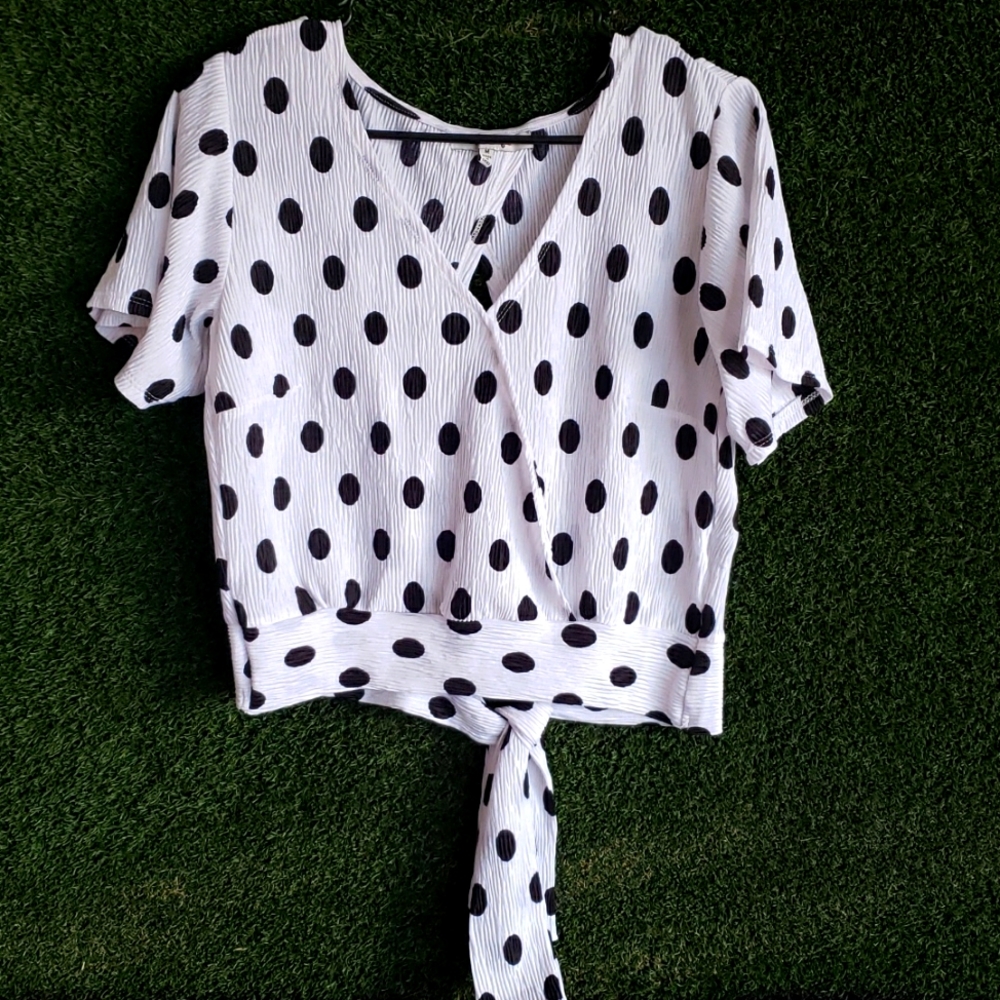 Black and white polk a dot blouse